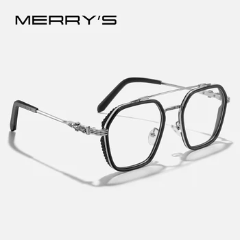 MERRYS DESIGN Clássico Unissex Praça Armações de Óculos Para os Homens, as Mulheres formam a Dupla de Feixe de Óculos com Armação Masculina Óculos S2355