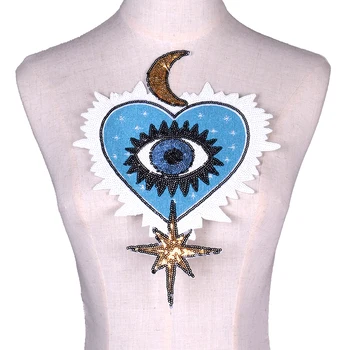 Lantejoulas Olhos do Coração Patches Emblema de Ferro em Patches Para o Vestuário, Etiqueta Acessórios