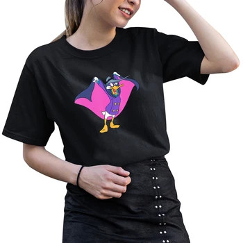 Darkwing Duck Impressão De Desenhos Animados Da Disney Mulheres T-Shirts Estilo Casual T-Shirts Femininas Confortáveis Tees Harajuku T-Shirts Femininas Bonito