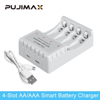 PUJIMAX Smart 4-slot de Ni-MH Bateria Carregador Para 1,2 V AA/AAA Bateria Recarregável Carregamento de Brinquedo de Controle Remoto de Carregamento da Bateria