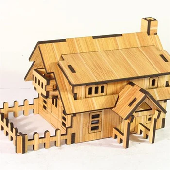 3D Puzzles de Presente Brinquedos Educativos de Madeira Artesanal de Brinquedos Britânico Villa DIY Criativa para Crianças de Presente de Aniversário de Madeira de 5 a 7 Anos