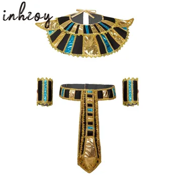 Faraó Egípcio Acessórios Do Traje Adulto Egito Rei A Rainha Cleópatra Roleplay Cinto/Colar /Rei De Cana/Faraó Chapéu Conjunto