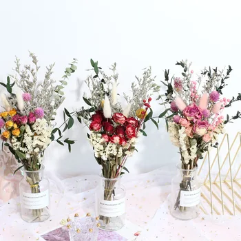 Rosa Secas Flores Centros Para Mesas De Decoração De Casa De Casamento Arranjo De Noiva, Buquê De Flores Naturais Preservadas