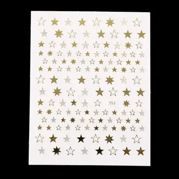 Geometria 3D Nail Enfeites de Brilho de Estrelas Prego da Decoração da Arte do Prego Folha de Decalques de Manicure Acessórios Adesivos de Unhas