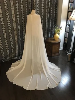 Chiffon Capeleta lvory / BRANCO de Noiva Capes Bolero de casamento cabo de noiva xale de noiva envolve vestido de noiva casaco