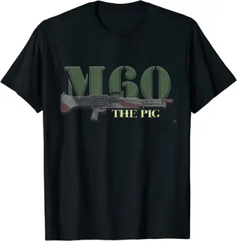 M60 Militar Metralhadora Bandeira Americana Gráfico Homens T-Shirt De Manga Curta Casual 100% Algodão O-Camisa De Gola