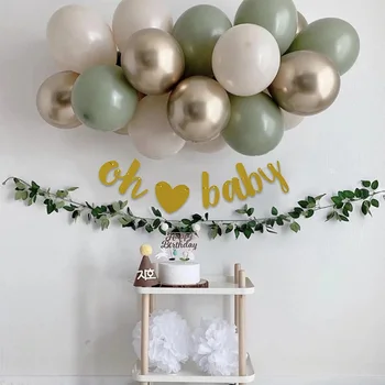 19 de Azeitona Verde Balões de Látex Garland Arco Kit Retrô Feijão Balão Conjunto de Aniversário, Festa de Casamento, Festa de Férias Decorações