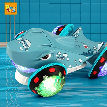 Elétrica nova Tubarão Stunt Carro de Brinquedos de Rotação de 360° com a Universal Rodas de Som, Luz de Tubarão Carros de Brinquedos Para as Crianças Rapazes Presente de Aniversário