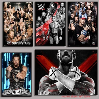 WWE 2K20 Wrestling Cartaz Estrelas Decorativas HD Pintura em Tela de Impressão de Arte de Parede de Sala de estar Cartazes Quarto Cuadros Unframed