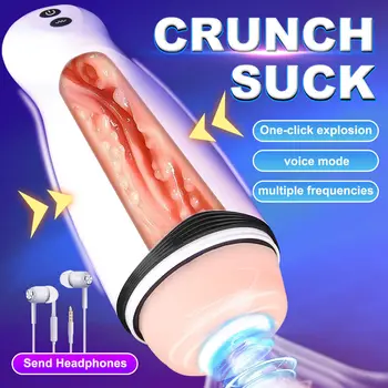 Rocwickline 10 Velocidades Masturbador Masculino Elétrica Massagem de Vibração de Voz Vagina Real Bolso Buceta Masturbadores Eriotic brinquedos Sexuais