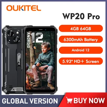 Oukitel WP20 PRO Smartphone Exterior Barato 6300mAh Android 12 Telefones celulares 4GB de RAM, 64 GB de ROM 20MP à prova d'água Robusta Celular