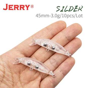Jerry Silder 10pcs ultraleve pesca rígido isca corpo em branco DIY de plástico sem pintura hard baits Lento naufrágio minnow de manivela, excêntrico