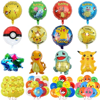 Pokemon Aniversário De Balão Conjunto De Charmander Gengar Pikachu, Bulbasaur Squirtle Psyduck Balões Figura Salão De Festas Dcorations Garoto Presente