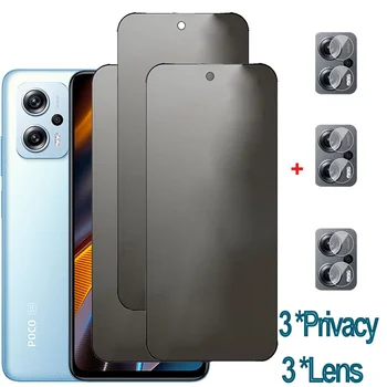 Vidro de privacidade Poco X4 GT de Vidro Temperado Para Xiaomi Poco F4 X3 M3 M4 Pro 5g Protetor de Tela PocoX4GT Anti-Spy Filme Poco F4 X4GT