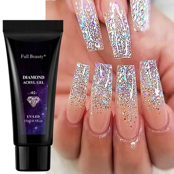 15ml Glitter Brilhante Sequin Gel Unha polonês Poli Extensão Semi Permanente UV Gel Acrílico Todos Para Manicure Nail Art Design GL1833-1
