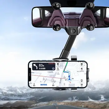 Universal De 360 Graus De Rotação Do Espelho Retrovisor De Carro De Telefone De Suporte Multifuncional Ajustável A Gravação De Vídeo Móvel De Suporte Da Braçadeira