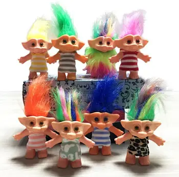 10cm Clássico Uniforme Troll de bonecas Duendes Brinquedos Russ Papoula Ramo Magia de Fadas Cabelo Assistente de Brinquedo presente para crianças