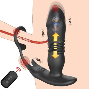 Telescópico Anal Com Vibrador Massagem De Próstata Butt Plug Estimulador De Próstata Retardar A Ejaculação Anel Peniano Vibrador Brinquedos Sexuais