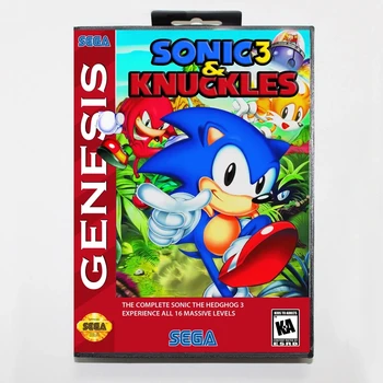 16 bits da Sega MD Cartucho de jogo com a caixa Varejo - Sonic e Knuckles & Sonic 3 cartão de jogo para mega drive Genesis sistema