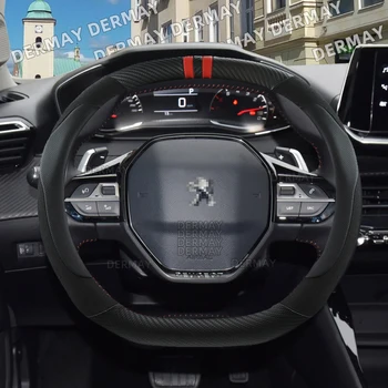 Peugeot 3008 4008 5008 DERMAY Carro Volante Capa de fibra de Carbono + Camurça + capa de Couro PU de Não-deslizamento Auto Acessórios interior
