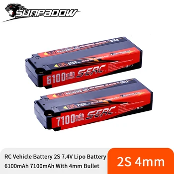 Sunpadow 7.4 V 2S Lipo Bateria 70C 6100mAh 7100mAh Caso Difícil com 4mm de Bala para RC Veículos Automóvel Caminhão Tanque de Buggy Truggy de Corrida