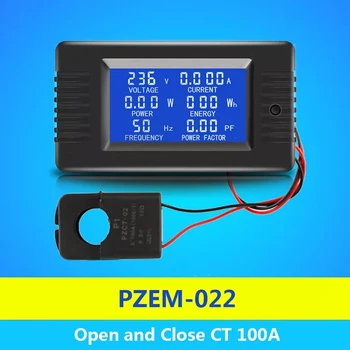 PZEM-022 Abrir e Fechar CT 100A AC Digital de Exibição do Monitor de Energia Medidor de Voltímetro Amperímetro de Frequência de Tensão de Corrente Medidor de Fator de
