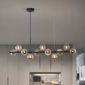 Nordic Luzes Pingente Bola de Vidro Lustre Ilha de Cozinha Pingente de Lâmpadas para o Quarto Sala de estar, Sala de Jantar Deco Iluminação Led