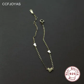 CCFJOYAS Simples INS de Três Corações, 925 Prata Esterlina da Cadeia de Pulseiras para Mulheres Estilo coreano Luz Amante do Luxo Bracelete da Jóia