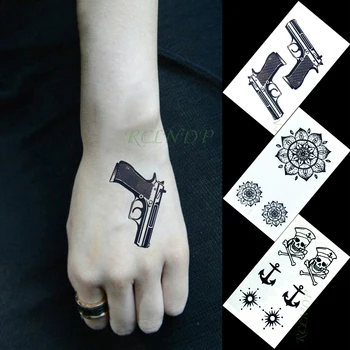 Impermeável da Etiqueta Temporária Tatuagem arma de sol de flor símbolo pirata pequeno tatto flash tatuagem fake tattoos para a menina mulheres homens criança