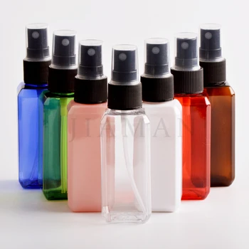 50pcs 50ml Vazio Reutilizável Garrafas de Plástico Para Viagens de Embalagens Coloridas PET Spray de Perfume de Garrafa Tamanho Pequeno Recipiente