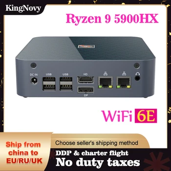 KingNovy AMD Mini PC R9 Ryzen 9 5900HX R7 5800H 2*DDR4 2*M. 2 NVMe SSD DE 2,5 G LAN Micro Desktop para Jogos de Computador 3x4K Apresentar WiFi6