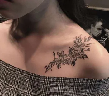 Tatuagem Temporária Adesivo Falso Tatto Adesivos Impermeáveis Tatuagens De Flor De Tatoo Mão Clavícula Peito Arte No Corpo, Para As Mulheres, Menina