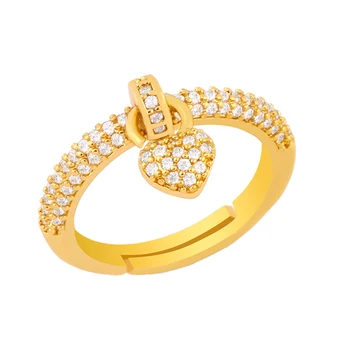FLOLA Folga Anéis / Banhado a Ouro de Anéis para as Mulheres de Cobre CZ Anéis de Cristal, Empilhável Anéis Anéis Ajustáveis rigj88
