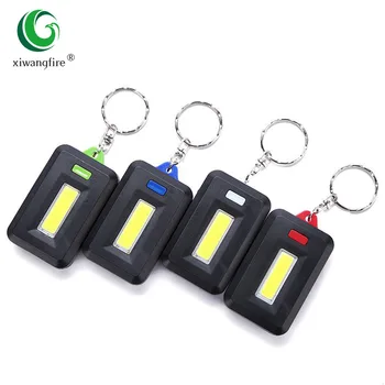 Mini Portátil do COB CONDUZIU a Lanterna elétrica do Keychain da Tocha de Emergência Acampamento de Flash, Modo de Luz de Lâmpada de Lanterna de Bolso 3 Modos de Utilização de 3 Pilhas AAA