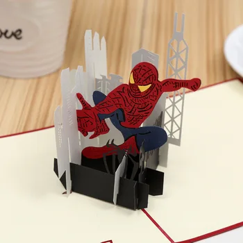 1pcs Os Vingadores super-Herói homem-aranha 3D Estéreo de corte de Papel de Gravura de Cartão de Felicitações de Aniversário, Festa de Dom Crianças Marvel Decoração para uma Festa