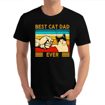 Melhor Gato Pai Nunca Cat Daddy Vintage T-Shirts Amante do Pai Camisa 100% Algodão Premium Engraçado Gato Melhor Aniversário Camiseta para os Homens