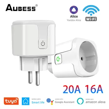 Wi-fi / Zigbee Soquete Tuya UE Smart Plug 16A / 20A Monitor de Energia SmartLife de Voz, Controle Remoto Funciona Com Alexa Inicial do Google Alice