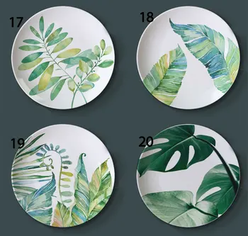 Planta verde selva pintura de decoração de parede de placa cerâmica tartaruga padrão de folha de decoração de casa de porcelana pendurado na parede