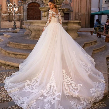 Ramanda De Luxo Sereia Do Vestido De Casamento Com Trem Destacável Apliques De Renda Botão Decoração Vestido De Noiva Elegante Vestido De Noiva