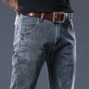 Homens calça Jeans skinny, reta, denim, calças de mens Cintura Alta slim fit jean pantalones cinza roupas Casuais