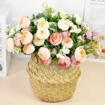 1 Buquê de estilo Europeu, Flores Artificiais em Seda Peônia Rosa Ramos de flores Para o Casamento da Sala de Casa Outono Decoração Falso Flores de Plantas Presentes