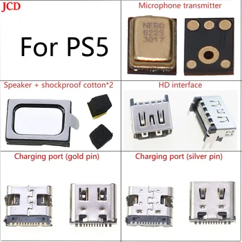 JCD 1 Pcs Usados para PS5 Compatível com o Conector de Interface,Para PS5 alto-Falante+à prova de Choque de algodão E Microfone Transmissor Acessórios