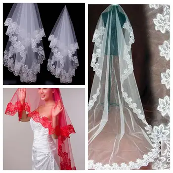 Véus de noiva de Casamento de Cristal de Noiva de 1,5 Metros De 2,5 Metros de comprimento, Uma Camada de Véu Branco/vermelho Acessórios do Casamento