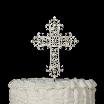 Cruz Bolo Topper Stand religiosa de Casamento de Batismo de Batismo Primeira Comunhão, aniversário de menina menino de Confirmação de decoração de Suprimentos