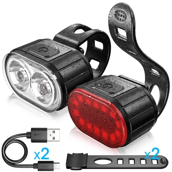 LED Luzes da Bicicleta Luz Frontal Traseira lanterna traseira Impermeável Carga USB Farol de Bicicleta lanterna traseira Lanterna de Bicicleta Acessórios de Moto