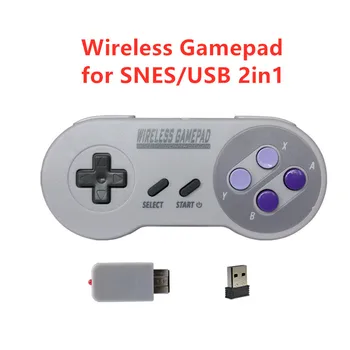 Sem fio Gamepads 2.4 GHZ Joypad Joystick Controlador de Jogo para SNES Super Nintendo MINI Console Remoto USB Acessórios 2 EM 1