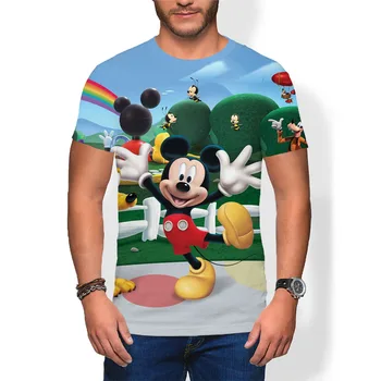 Disney Mickey Mouse 3D Impresso Crianças T-Shirt de Manga Curta Streetwear Verão Mulher camisetas Anime e desenhos animados da Moda vestuário para homem