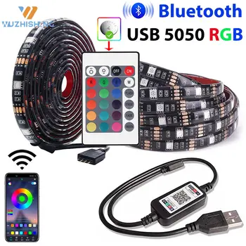 USB Tiras de LED Bluetooth-compatibl 5050 RGB IR Led de Controlo Mural Chambre Flexível Fita Lâmpada do Diodo para a Sala de TV Fundo Luzes