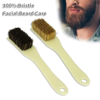 Cabo de plástico Barba, Escova de Cerdas de Javali Facial masculino Barba, Limpeza de Cuidados de Cabelo Escova de Limpeza de Salão de Estilo Ferramenta
