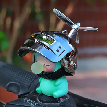 Motocicleta Bicicleta Ornamento de Ciclismo Bonito dos desenhos animados para Adultos de Criança com Capacete Airscrew Moto de Decoração, Acessórios para Carro Interior